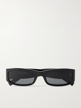 Saint Laurent Eyewear Occhiali Da Sole In Acetato Con Montatura Rettangolare - Nero