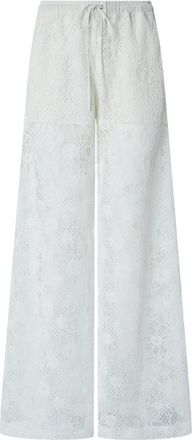 Pinko White Floral Lace Trousers