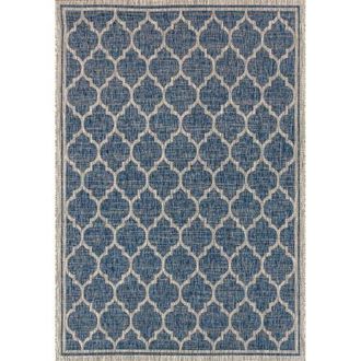 Jonathan Y Designs Trebol Moroccan Trellis Textured Weave Indoor/Outdoor Area Rug in Navy/gray at Nordstrom, Size 3Ft 0In X 5Ft 0In