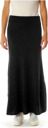 Drykorn Gebreide Rok met Elastische Tailleband - Dames - Maxi Rokken - Zwart - S - Wol - Rokken