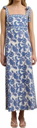 Hannah Art Wear Tali Midi Dress In Brocade Azul