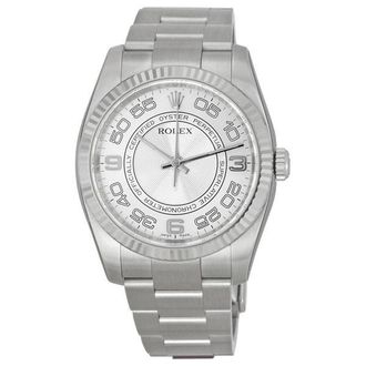 Rolex Pre-owned Rolex Oyster Perpetual Silver Concentric Dial Mens Watch 116034SCAO