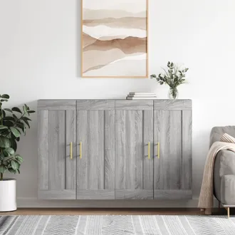 vidaXL Vidaxl Armarios De Pared 2 Uds Madera De Ingenier&iacute;a Gris Sonoma