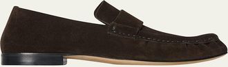 The Row Mens Soft Suede Penny Loafers