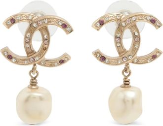 Chanel 2012 CC mark pearl earrings - Gold