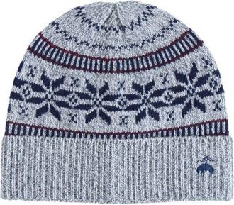 Brooks Brothers Snowflake Fairisle Wool Beanie in Grey /Navy /Red at Nordstrom