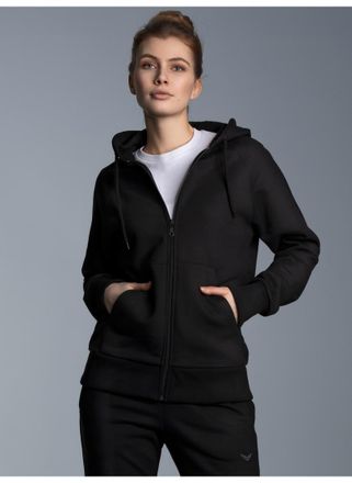 Trigema Sweatjacke TRIGEMA TRIGEMA Sweatjacke mit Kapuze, Damen, Gr. 4XL, schwarz, 70% Baumwolle, 30% Polyester, Basic, lang, Rundhals, Sweatjacken Sweatjacke