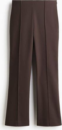 H&M Flared Crease-front Trousers in Dark Brown at Nordstrom, Size 16