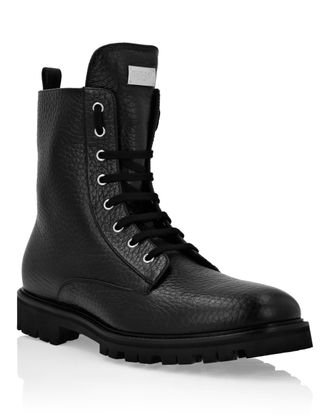 Philipp Plein Leather Boots Low Flat stars Studs