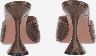 Amina Muaddi Womens Leather Sandals Lupita Brown