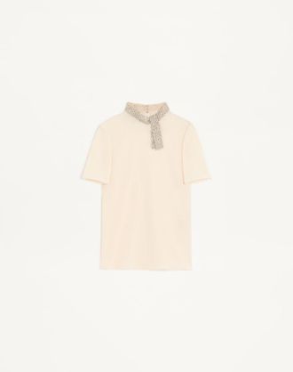 Valentino Embroidered Crepe De Chine Top Wo