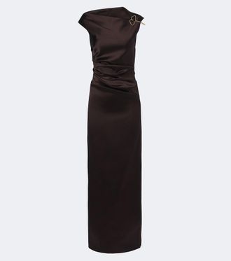 Max Mara Ruched embellished satin cocktail dress