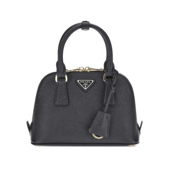 Prada Handbags, female, Black, Size: ONE SIZE Logoed Handbag with Top Zip Closure