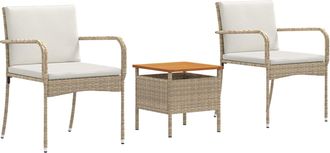 vidaXL Conjunto De Jard&iacute;n Beige Rat&aacute;n Sint&eacute;tico Vidaxl