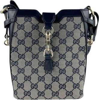 Gucci Pre-owned Canvas Shoulder Bag - Dames - Vintage Tas - Blauw - ONE Size - Leer - Vintage
