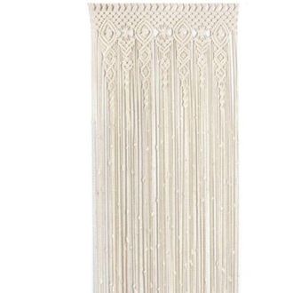 OEM Cortina De Macram&eacute; Beige De 90x180 Cm - Estilo Bohemio Retro - Poli&eacute;ster Resistente - Separador De Ambientes Decorativo