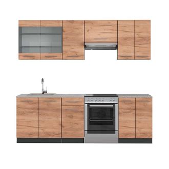 Vicco Mueble De Cocina Fame-line, Oro Power Roble/antracita, 240 Cm, Et M&aacute;rmol