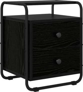 vidaXL Mesa De Noche Roble Negro Madera De Ingenier&iacute;a Vidaxl
