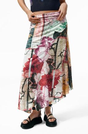 Desigual Patchwork Print Asymmetric Skirt in Black at Nordstrom, Size X-Small