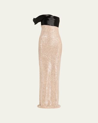 Pamella Roland Stretch Sequined Gown