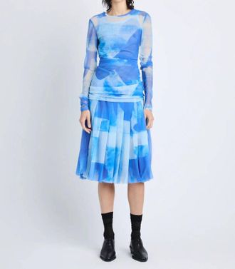 Proenza Schouler Amber Printed Nylon Jersey Top In Cerulean