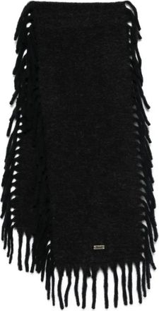 Avavav Sjaal met Franjes - Dames - Wintersjaals - Zwart - ONE Size - Wol - Accessoires