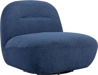 Vente-Unique Sill&oacute;n giratorio de tela texturizada azul POZETI