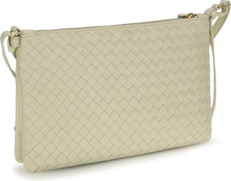 Bottega Veneta Womens Shoulder Bag Intrecciato Calf Leather Gold