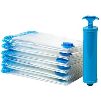 OEM Juego De 6 Bolsas De Almacenamiento Al Vac&iacute;o Con Bomba - 80x120cm - Azul, Bolsas De Almacenamiento Al Vac&iacute;o Xxl -crezuo