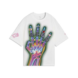 Puma T-shirt oversize con grafica Flaujae unisex, Accessori, Bianco, XXL