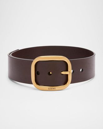 Loewe Curved Buckle Leather Belt
