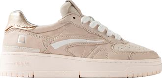 D.A.T.E. Ivory Torneo Pure Calf Metallic Smooth Leather Sneakers