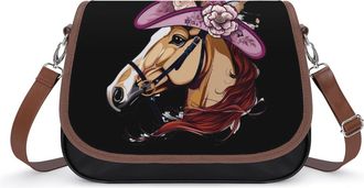 Generic Horse Racing Fascinator Hat Crossbody Bags for Women Shoulder Messenger Bag Purse Handbags