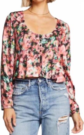 Saltwater Luxe Floral Brush Long Sleeve Top In Multi