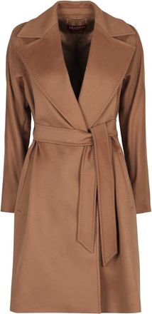 Max Mara Jassen, Dames, Bruin, XS, Wol, Dravenna Midi Robe Coat