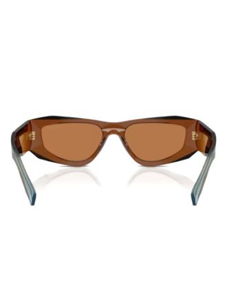 Prada geometric-frame sunglasses - men - Acetate - 52 - Brown