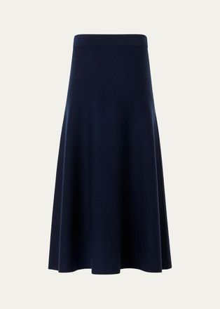 Akris Stretch-Wool A-Line Midi Skirt