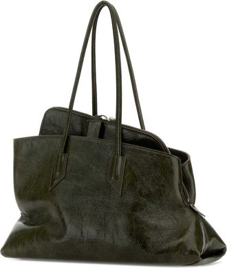 The Attico Womens Olive Green Leather Medium La Passeggiata Shoulder Bag Olivebrown Borse A Mano