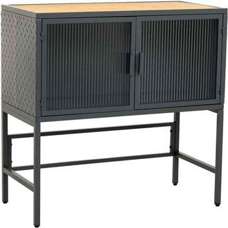 Wanderlust Deco Wanderlust Deco - Aparador De Vidrio, Metal Y Madera 2 Puertas, Negro80x38x80,5h Cm
