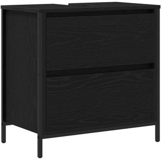 vidaXL vidaXL Mobile Lavabo da Bagno con Cassetti Rovere Nero 60x34,5x60 cm