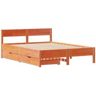 vidaXL Estructura De Cama Sin Colch&oacute;n Madera Maciza Marr&oacute;n 135x190 Cm Vidaxl