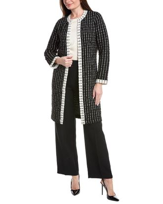 St. John Soft Boucle Windowpane Wool-Blend Kissing Jacket