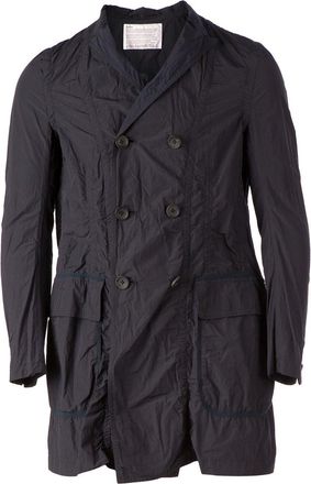 Kolor double breasted lightweight overcoat - men - Cotton/Polyester - 1 - Blue