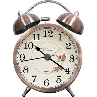 OEM Reloj Despertador Cl&aacute;sico, Silencioso, Vintage Retro, Anal&oacute;gico Luminoso Para Ni&ntilde;os Y Adultos, Color Cobre