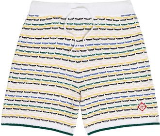 Casablanca Casablanca Striped Tuck-stitch Cotton-knit Shorts - Multicoloured - XL