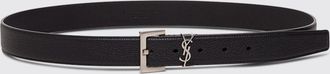 Saint Laurent Cintura in pelle martellata con monogramma YSL