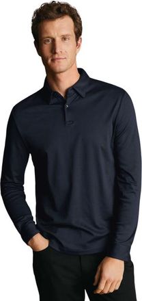 CHARLES TYRWHITT Long Sleeve Jersey Polo in Navy at Nordstrom, Size Xx-Large