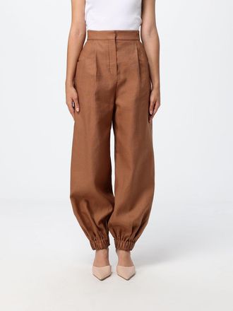 Fendi Pantaloni chino a gamba larga in misto lino e cotone a vita alta