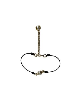 Louis Vuitton Pre-owned Womens Pearl Knotty Choker Necklace in Gold-tone Metal and Black Leather - One Size
