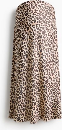 H&M MAMA Slipjupe aus Satin - Beige/Leopardenprint
